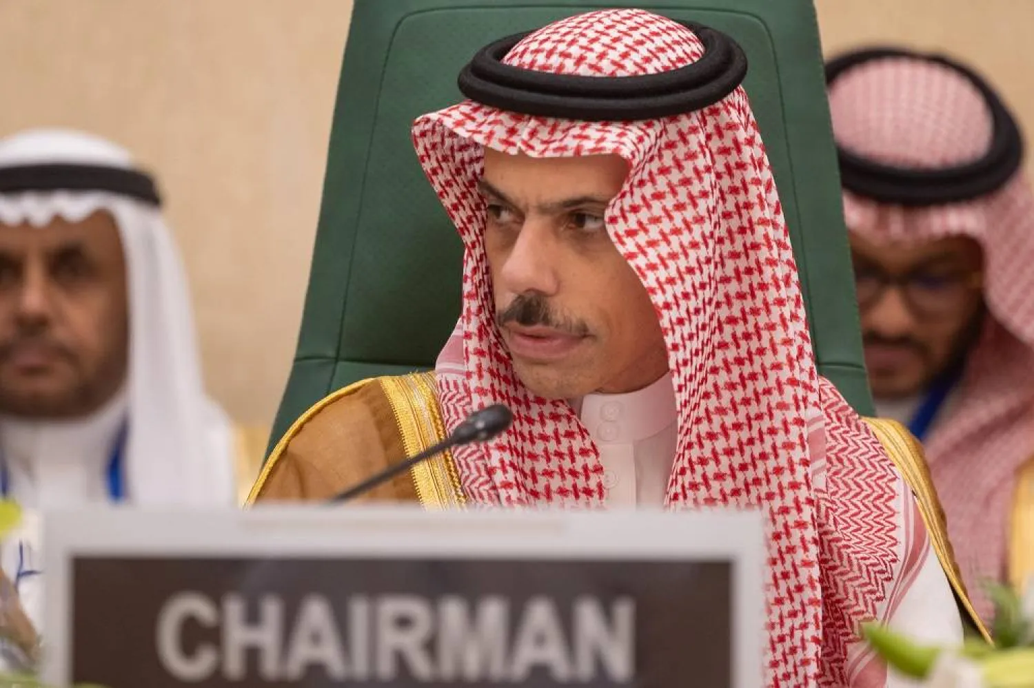18 October 2023, Saudi Arabia, Jeddah: Saudi Foreign Minister Prince Faisal bin Farhan bin Abdullah chairs the extraordinary meeting of the Executive Committee of the Organization of Islamic Cooperation (OIC) in Jeddah. (SPA) 