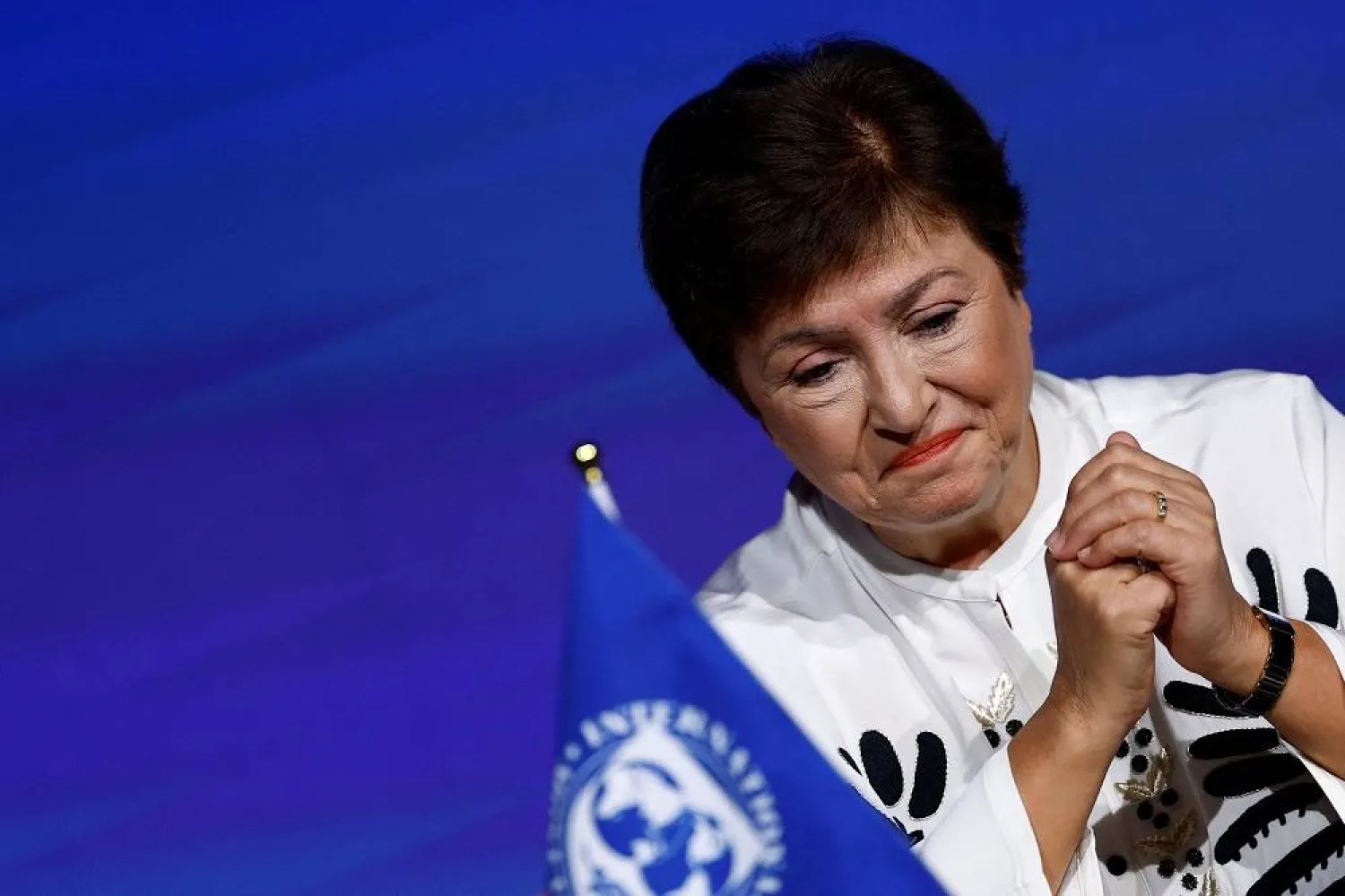 International Monetary Fund (IMF) Managing Director Kristalina Georgieva attends a signing ceremony with Thailand to host the 2026 International Monetary Fund and the World Bank annual meetings on the last day of the International Monetary Fund and the World Bank, following last month's deadly earthquake, in Marrakech, Morocco, October 15, 2023. (Reuters) 