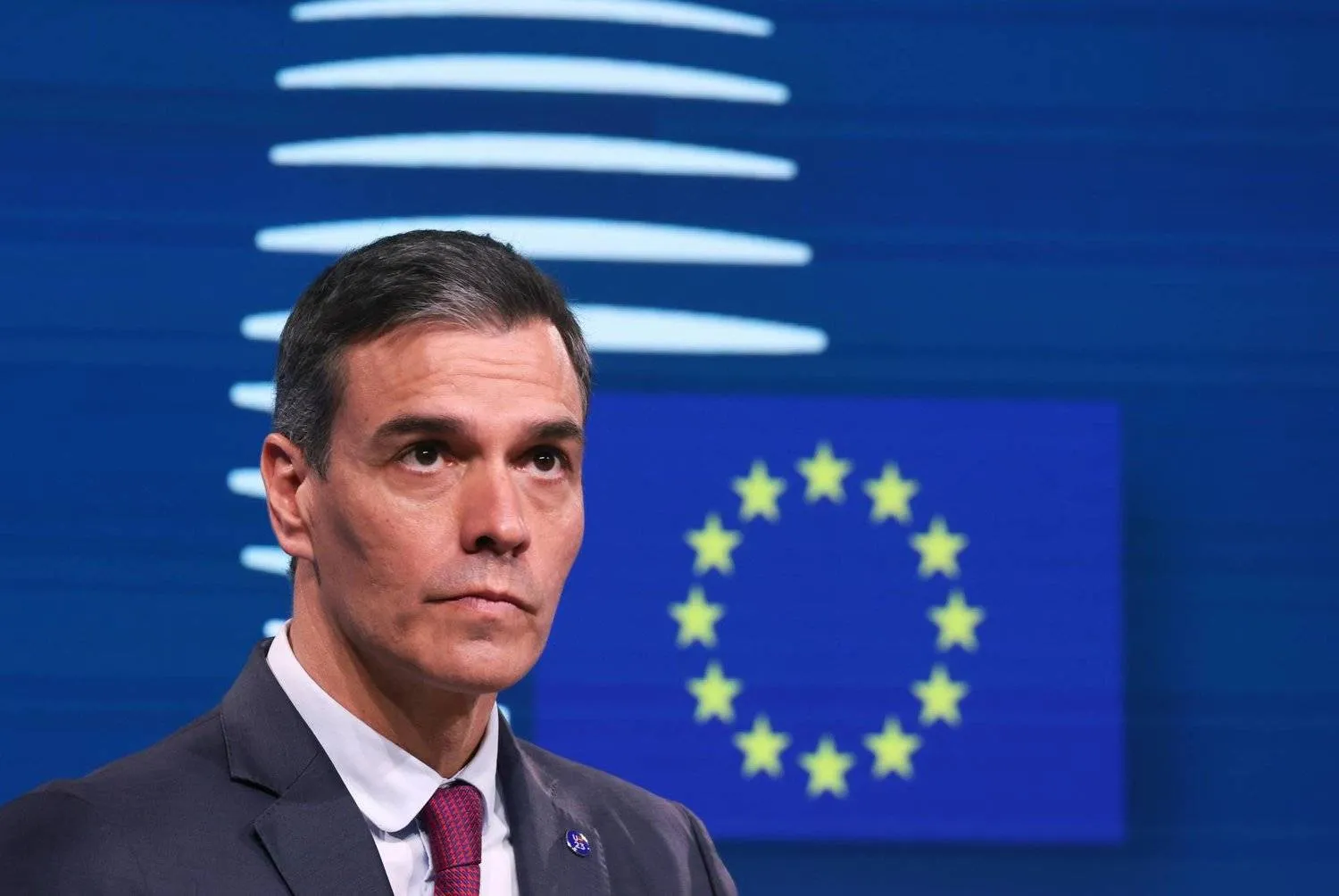 Spain's acting Prime Minister Pedro Sanchez during a press conference at the conclusion of a summit in Brussels, Belgium, on Oct. 25, 2023. (EPA) 