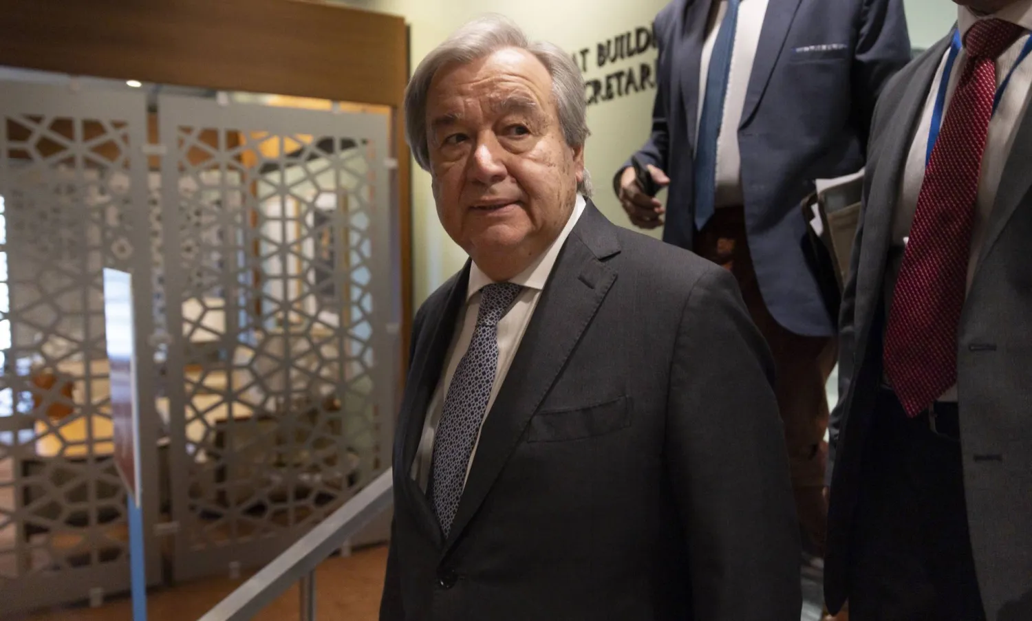 United Nations Secretary-General Antonio Guterres arrives to deliver a statement. EPA/JUSTIN LANE