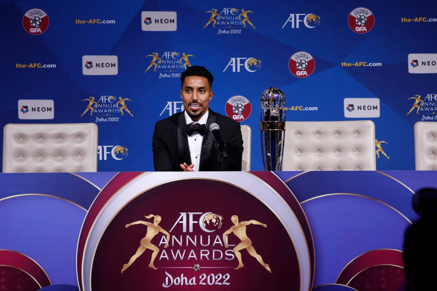 سالم الدوسري الحائز على جائزة أفضل لاعب آسيوي (أ.ف.ب)