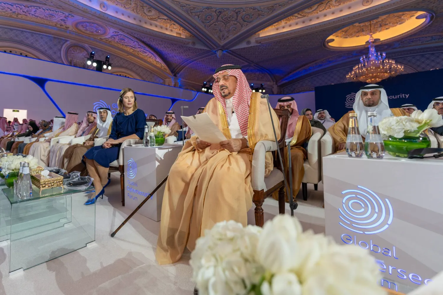 أمير الرياض يلقي كلمته مع انطلاق أعمال «المنتدى الدولي للأمن السيبراني» (الشرق الأوسط)