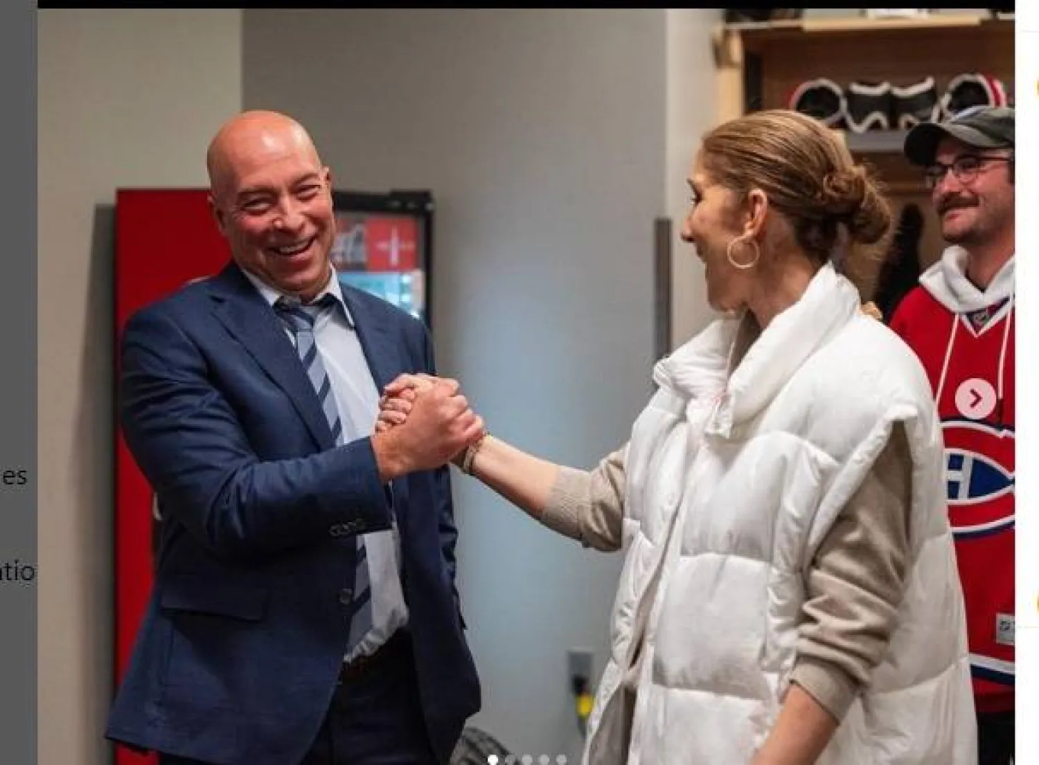 المغنية الكندية سيلين ديون تزور فريق هوكي الجليد «مونتريال كنديانز» (إنستغرام)