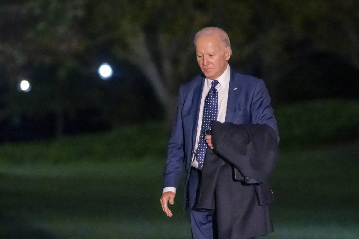 President Joe Biden walks from Marine One upon arrival on the South Lawn of the White House, Wednesday, Nov. 1, 2023, in Washington. (AP Photo/Alex Brandon)