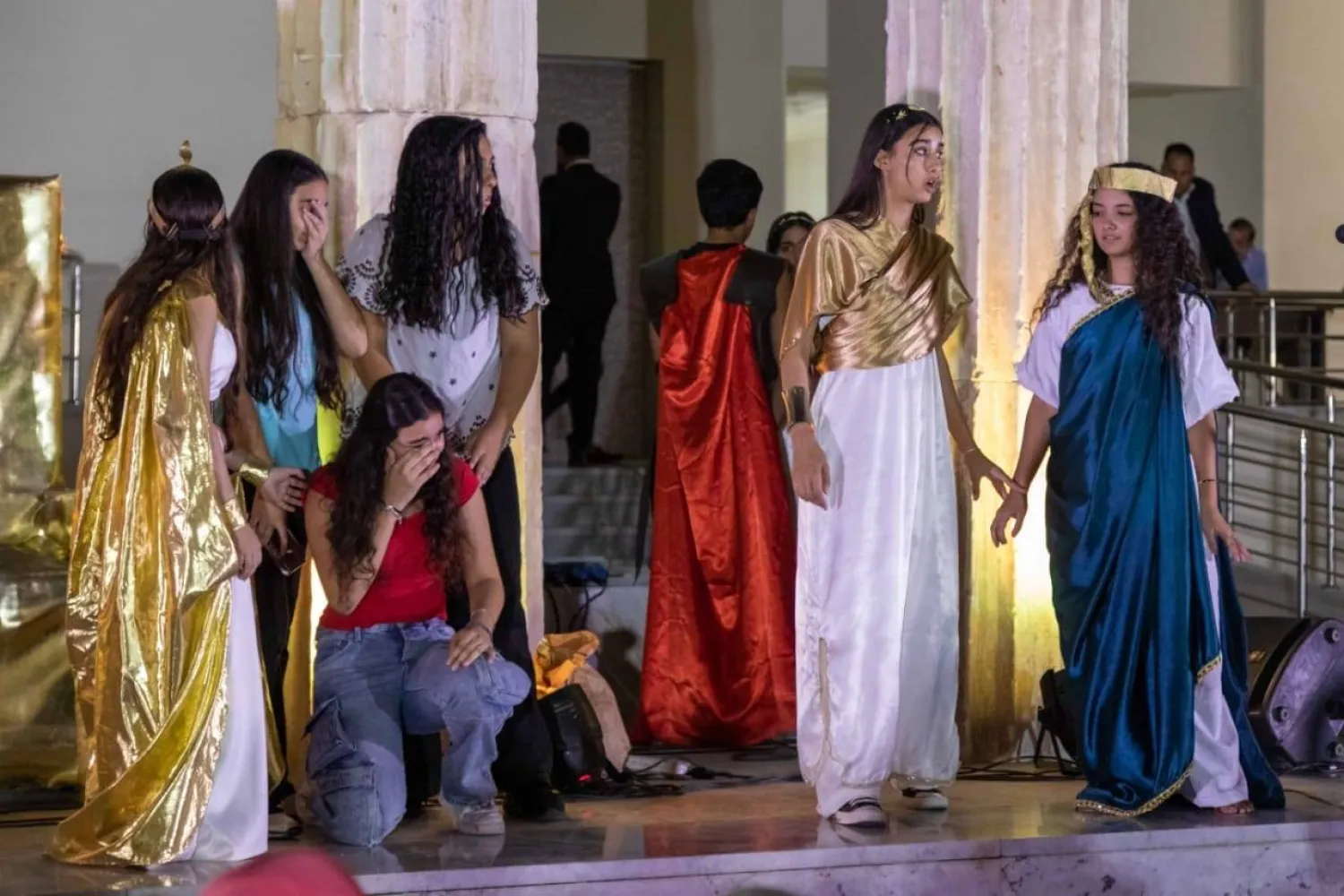 جانب من المسرحية التي قُدمت خلال الاحتفالية (صفحة المتحف اليوناني الروماني على فيسبوك)