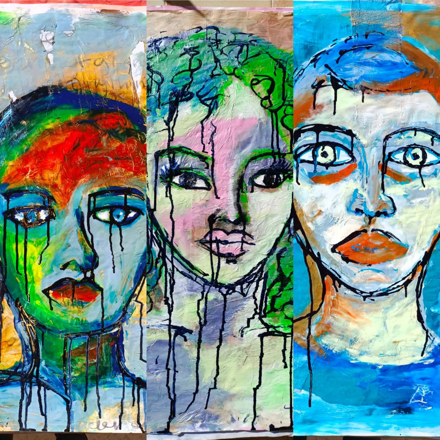 تمثّل الوجوه اتساعاً كاملاً للقهر وفظاعة تمدّداته (صور الفنانة)