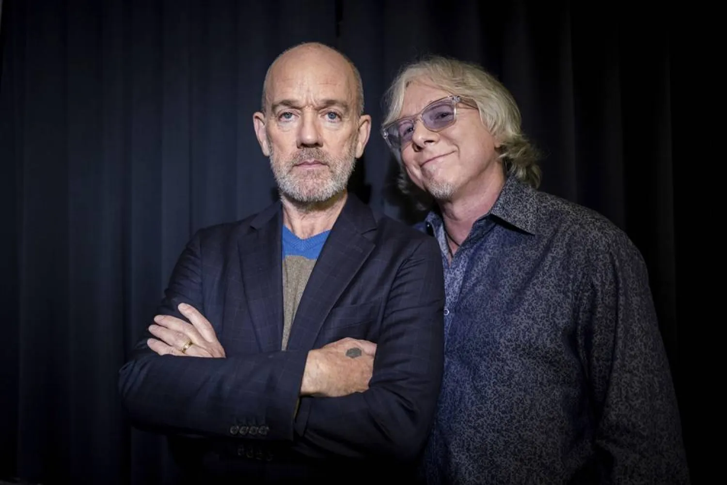 This Oct. 28, 2019 photo shows Michael Stipe and Mike Mills, from R.E.M. posing for a portrait in New York. (AP)