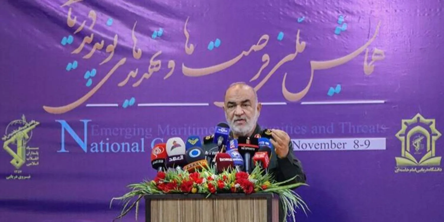 Iran Revolutionary Guard (IRGC) Commander Hossein Salami at a forum that discussed Iran's maritime opportunities and threats (Fars)