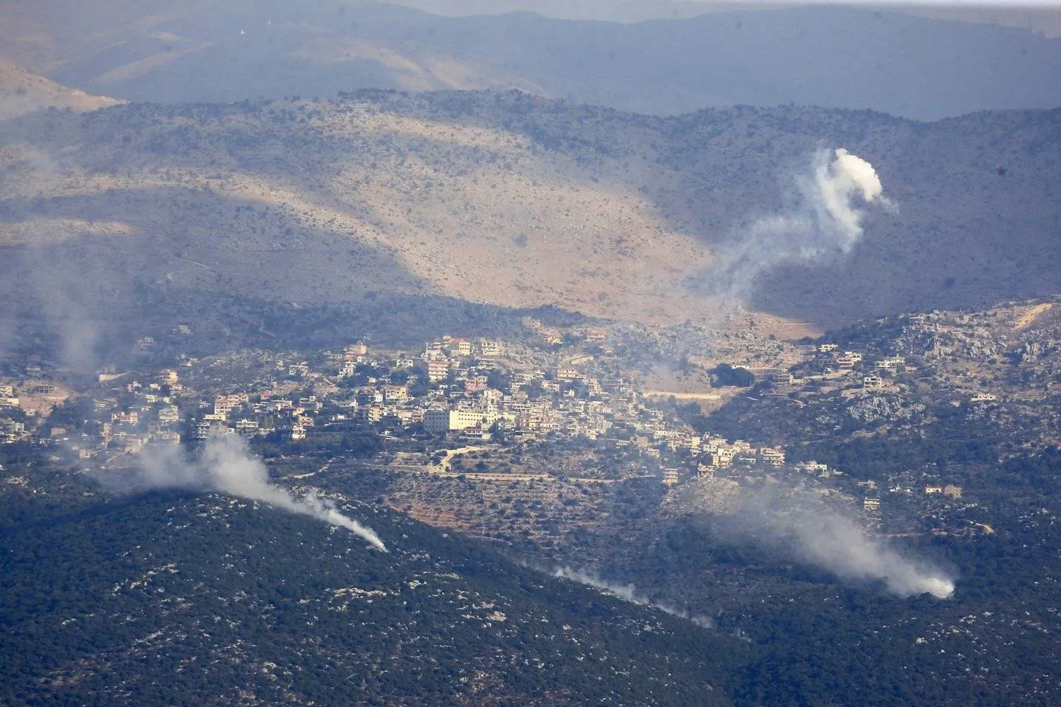Israeli bombing on the Kfar Shuba hills (AFP)