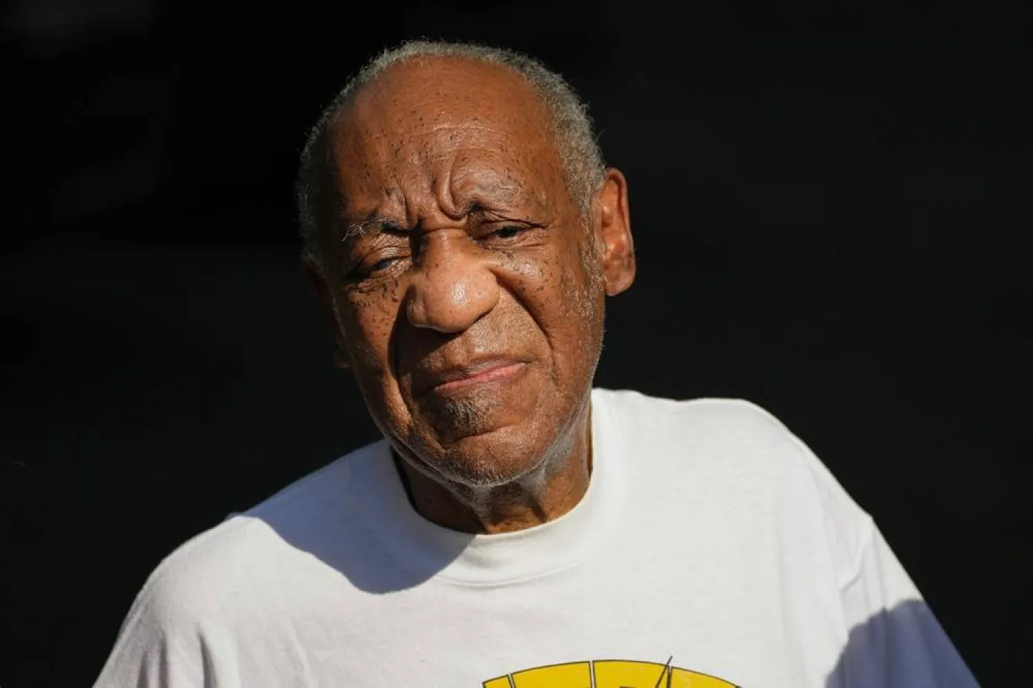 Bill Cosby reacts outside his home in Elkins Park, Pa., Wednesday, June 30, 2021, after being released from prison. (AP)