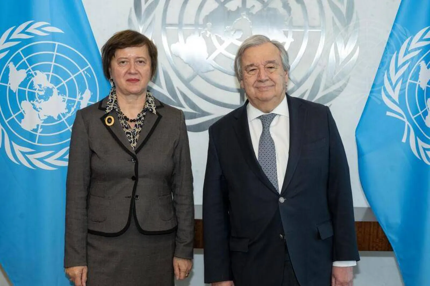 الأمين العام للأمم المتحدة أنطونيو غوتيريش والمنسقة الخاصة للأمم المتحدة في لبنان جوانا فرونتسيكا (صور الأمم المتحدة)