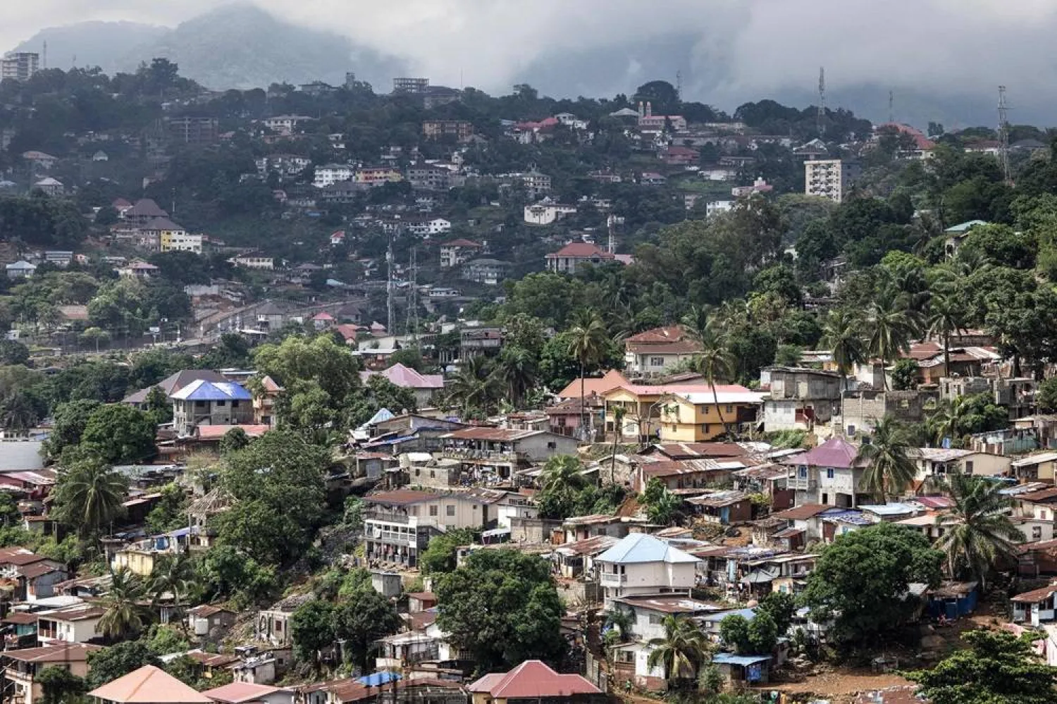  A general view of Freetown is pictured on June 19, 2023. A national curfew was imposed on November 26, 2023 in Sierra Leone after a military armory was attacked. (AFP)