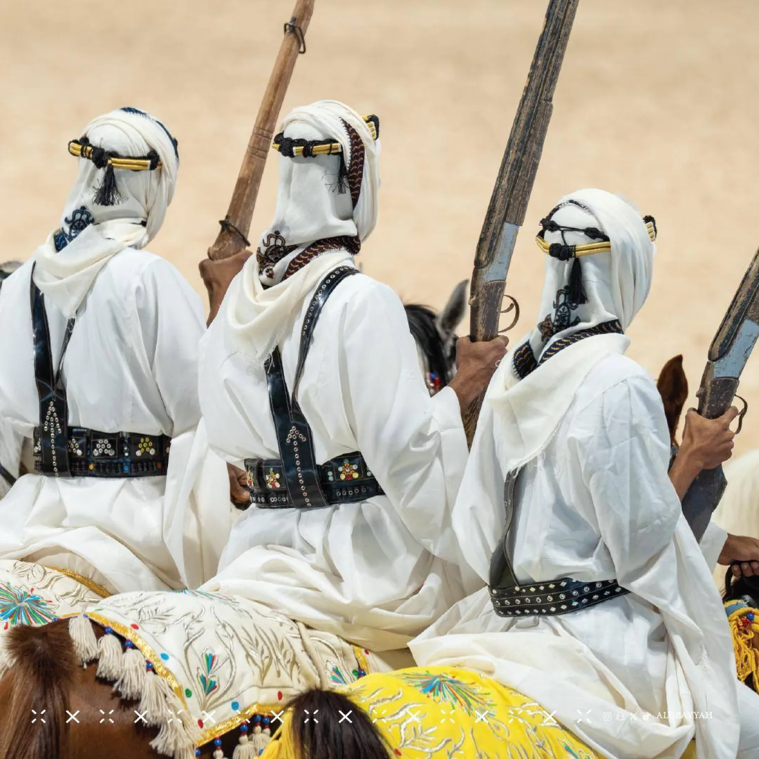 جانب من عرض الفرسان في مهرجان عبية (الشرق الأوسط)