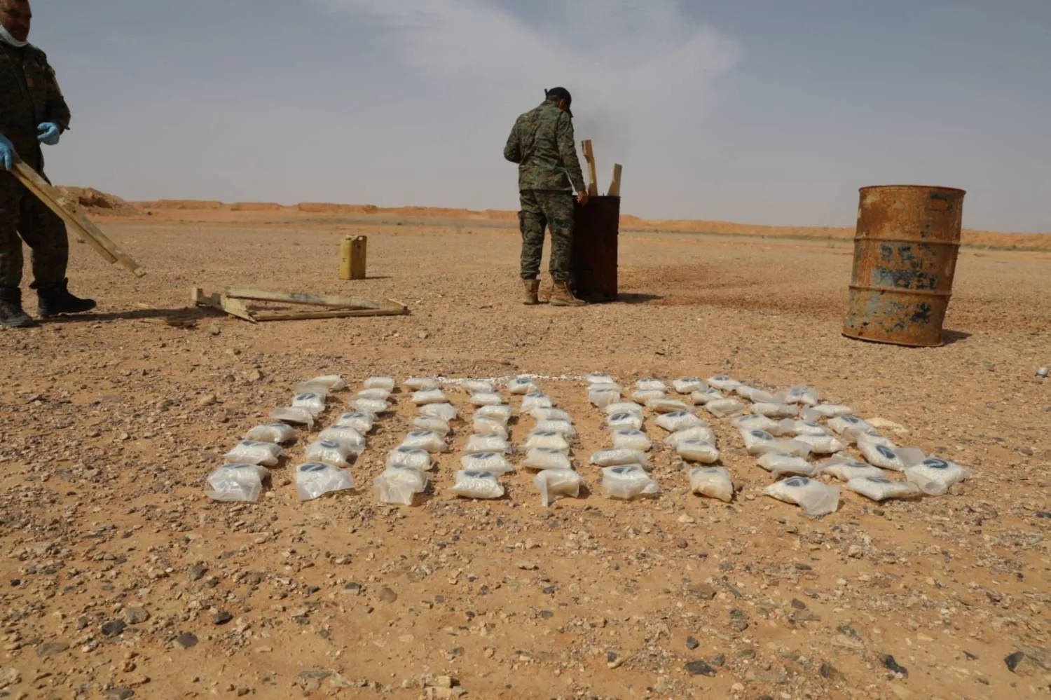 Photos exclusive to Asharq Al-Awsat on seized Captagon shipments through the Syrian border with east Jordan.  