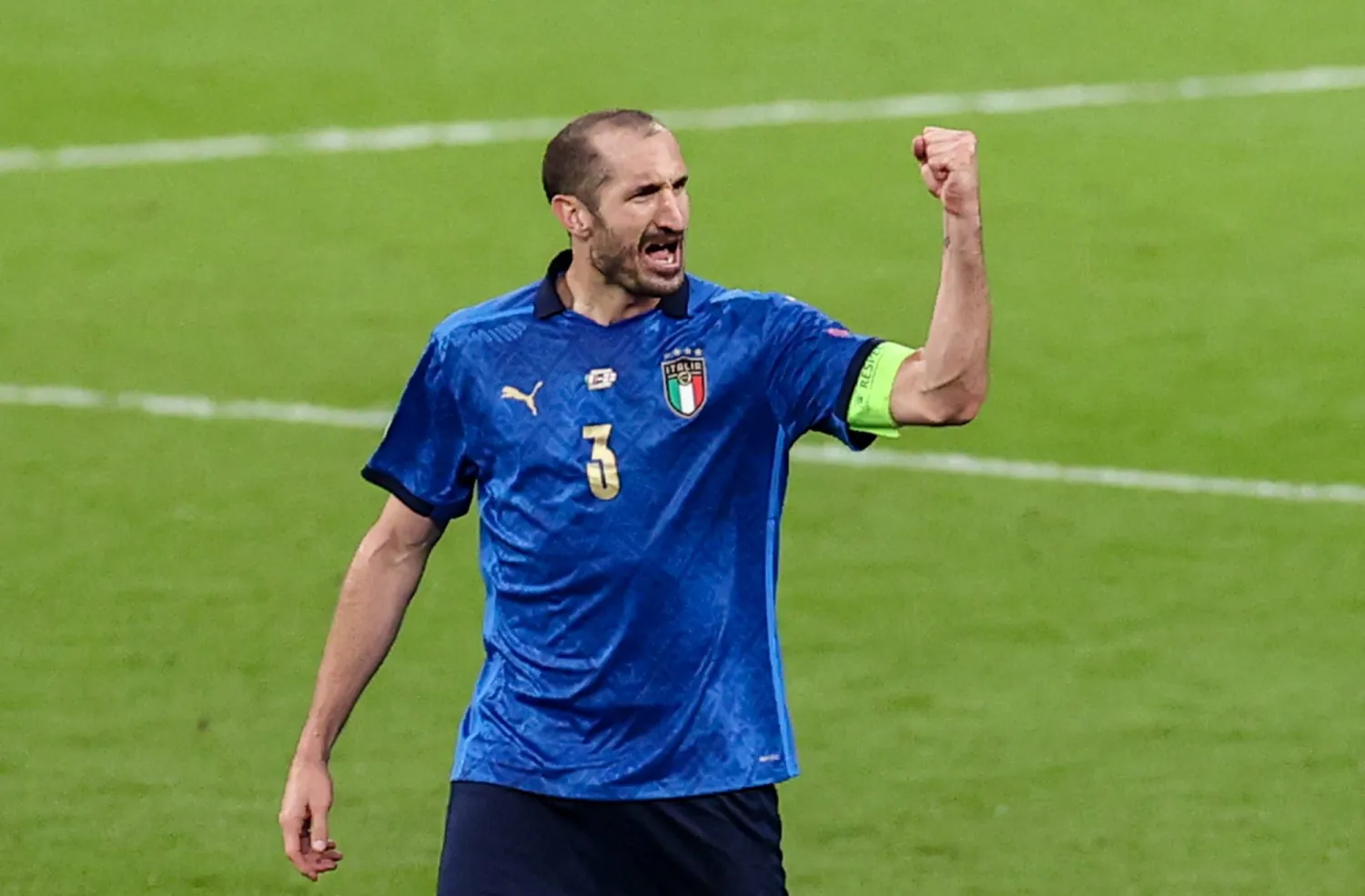 لقطة سابقة للنجم كيليني خلال قيادته المنتخب الإيطالي (د.ب.أ)