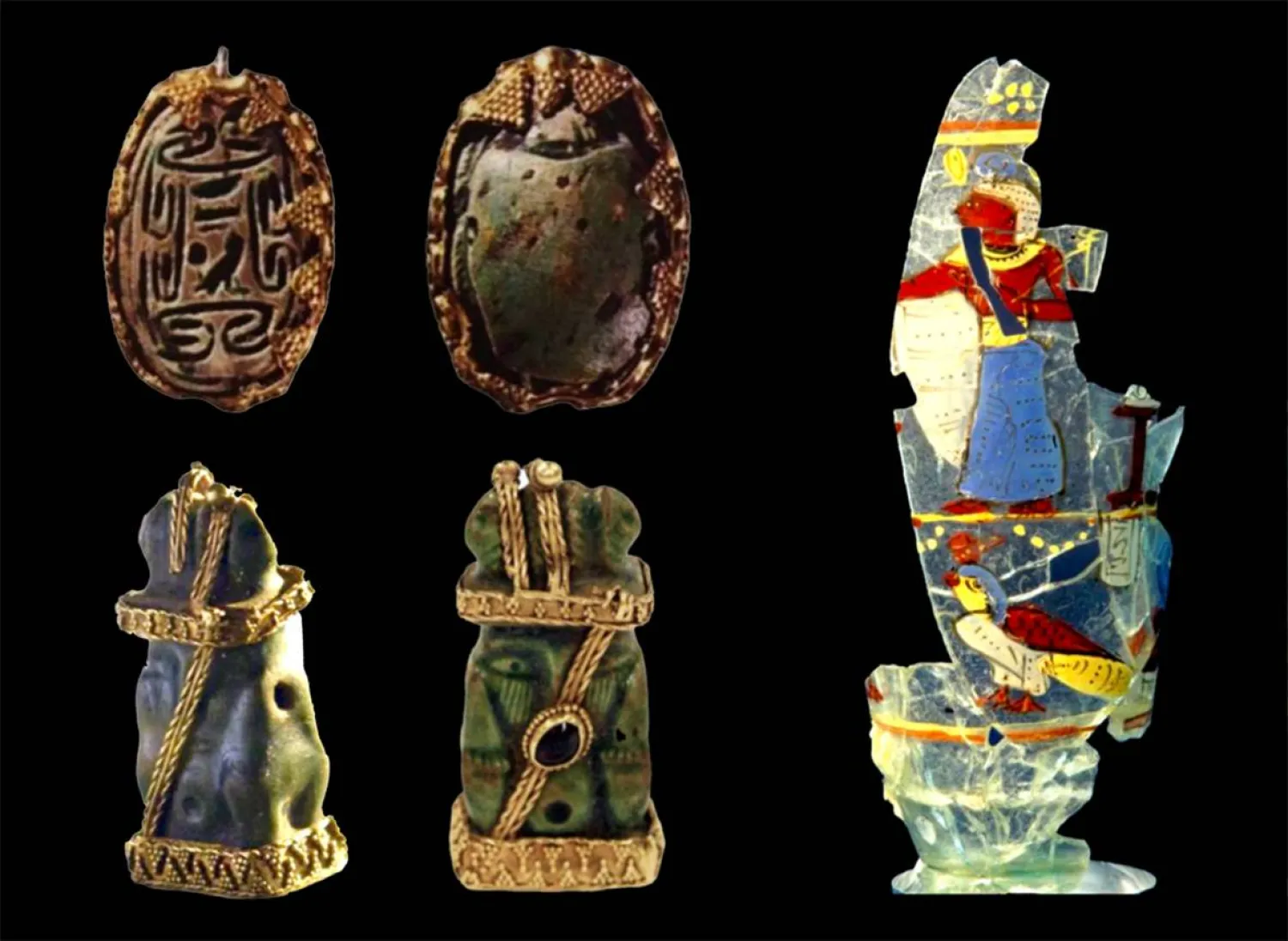 ثلاث قطع مصرية من قرية الفاو محفوظة في متحف الآثار في جامعة الملك سعود بالرياض