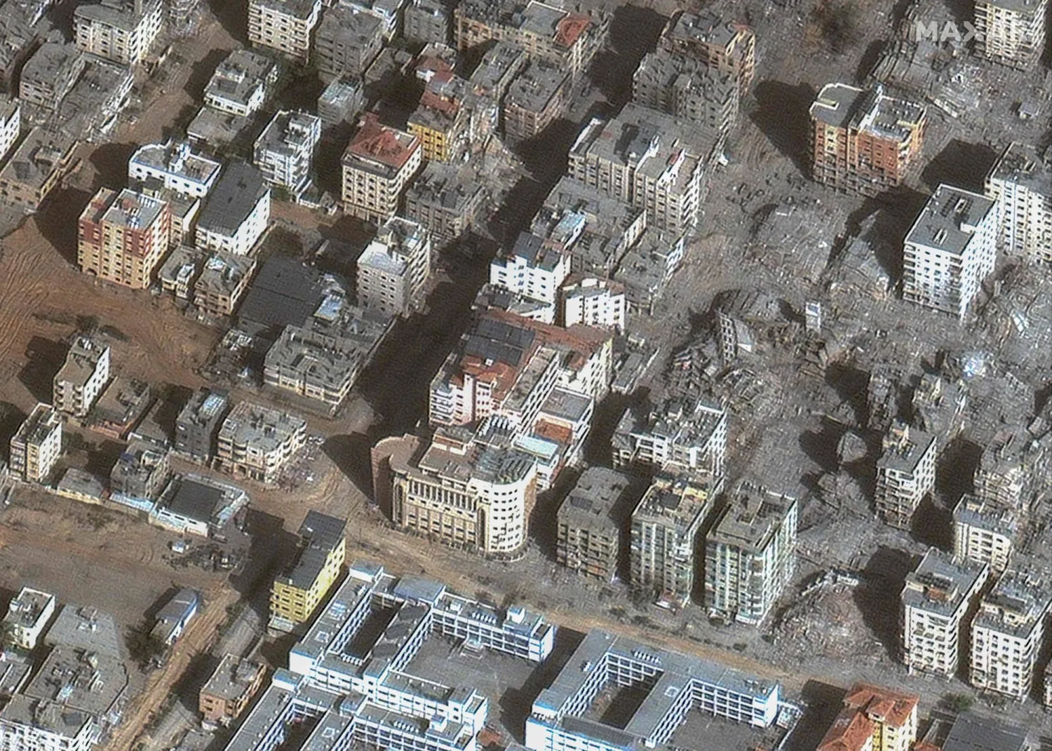 صورة فضائية لمحيط مستشفى القدس في غزة (أ.ف.ب)