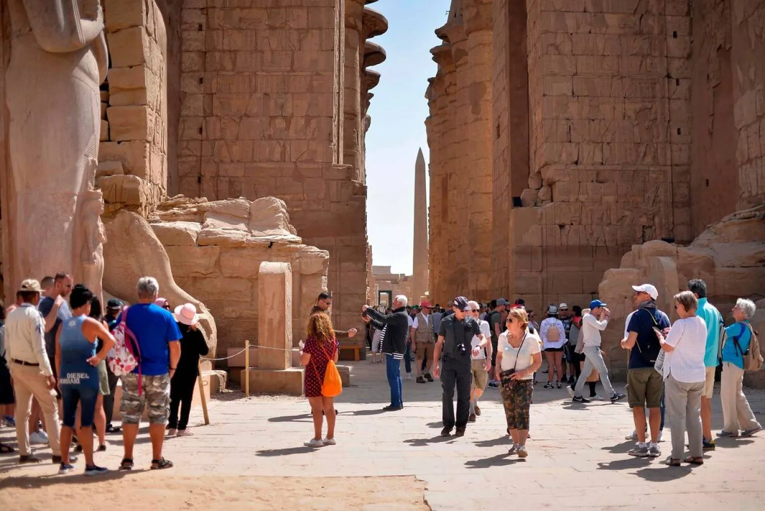 Tourists visit the Karnak Temple Complex in Egypt's southern city of Luxor on March 8. (AFP/Getty Images)