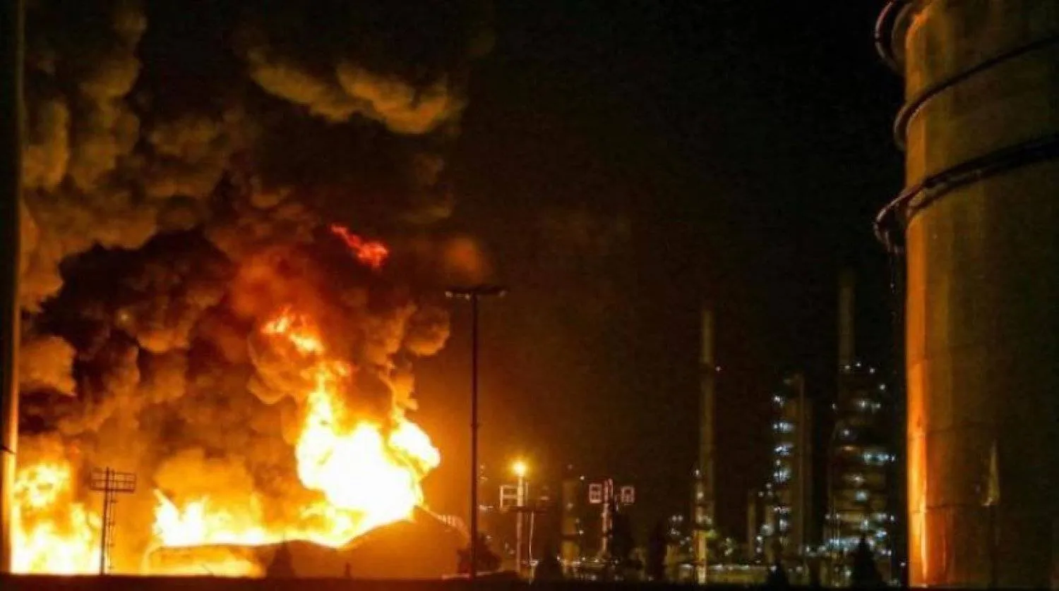 AFP file photo of a fire at an Iranian oil refinery