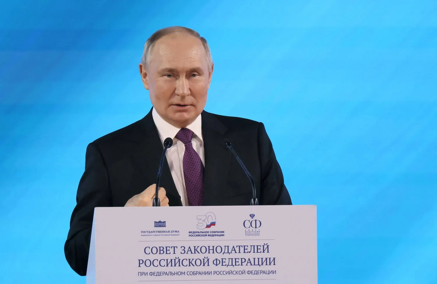 بوتين خلال حديثه الأربعاء في موسكو (رويترز)