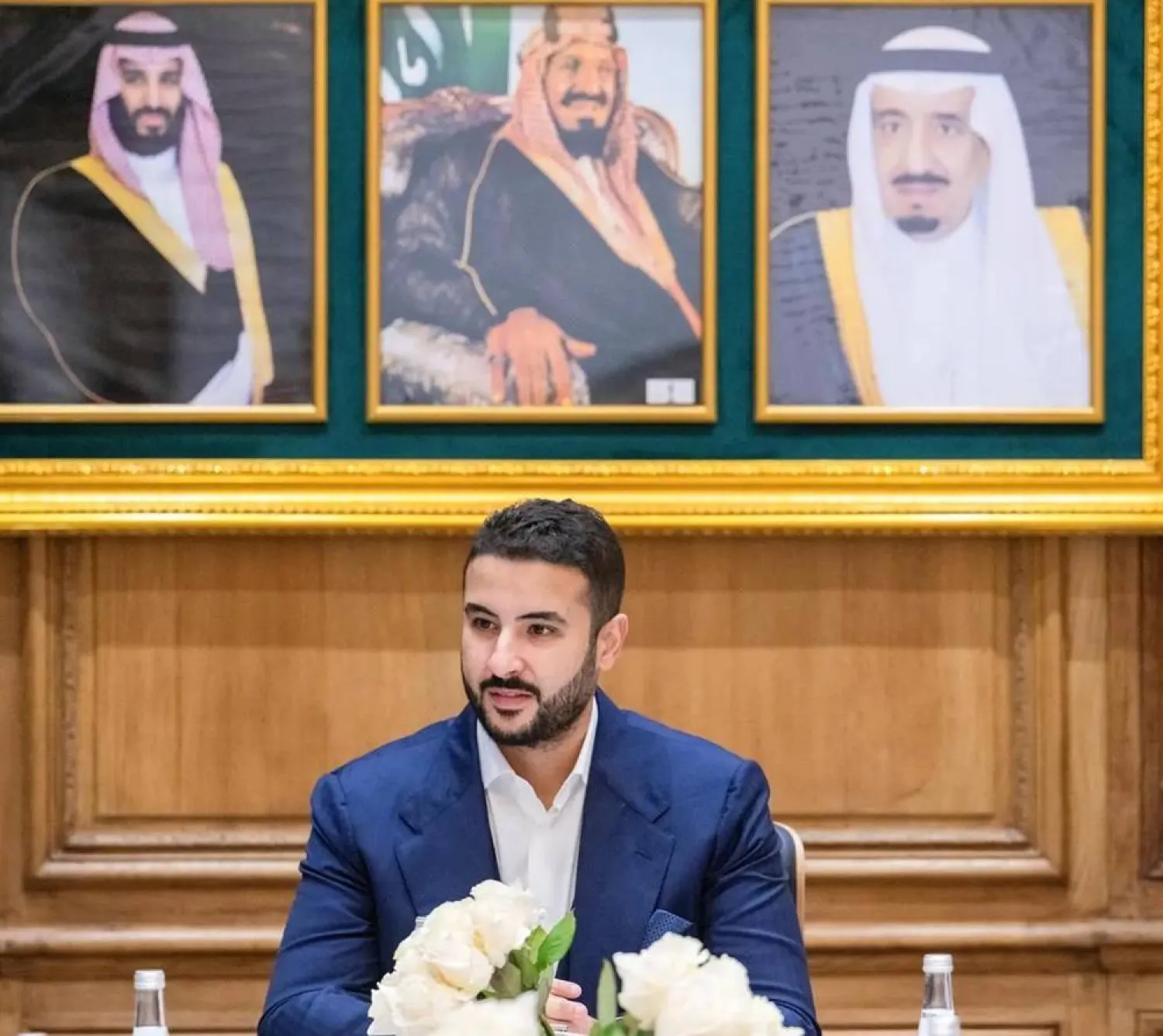 Saudi Minister of Defense Prince Khalid bin Salman bin Abdulaziz during the meeting. (SPA)