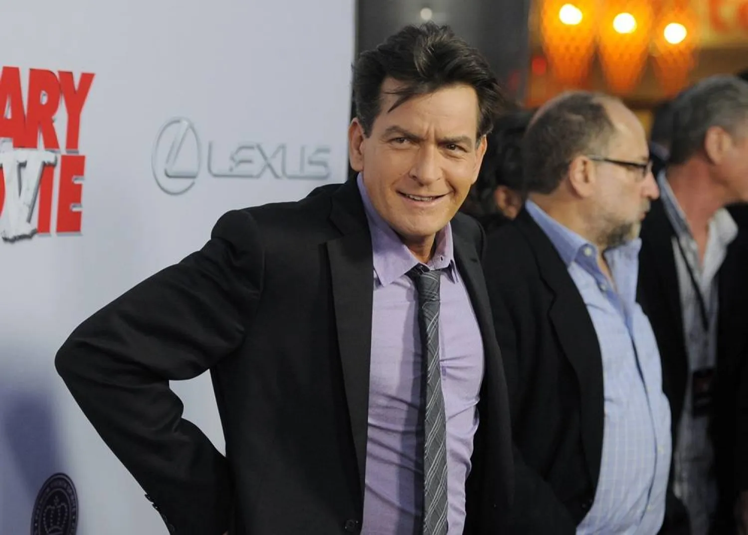 Charlie Sheen, a cast member in "Scary Movie V," poses at the premiere of the film on April 11, 2013, in Los Angeles. (AP)
