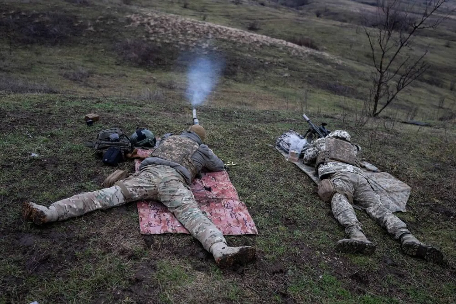  Ukrainian Army snipers practice shooting at a firing range near a front line, amid Russia's attack on Ukraine, in Donetsk region, Ukraine December 23, 2023. (Reuters)