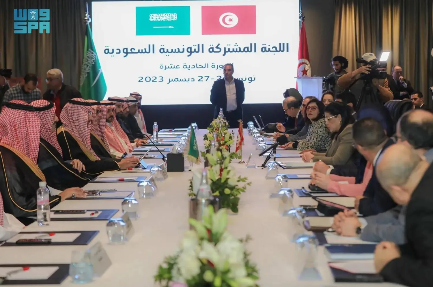 جانب من اجتماعات أعمال الدورة الـ11 للجنة السعودية - التونسية المشتركة المنعقدة في العاصمة تونس (الشرق الأوسط)