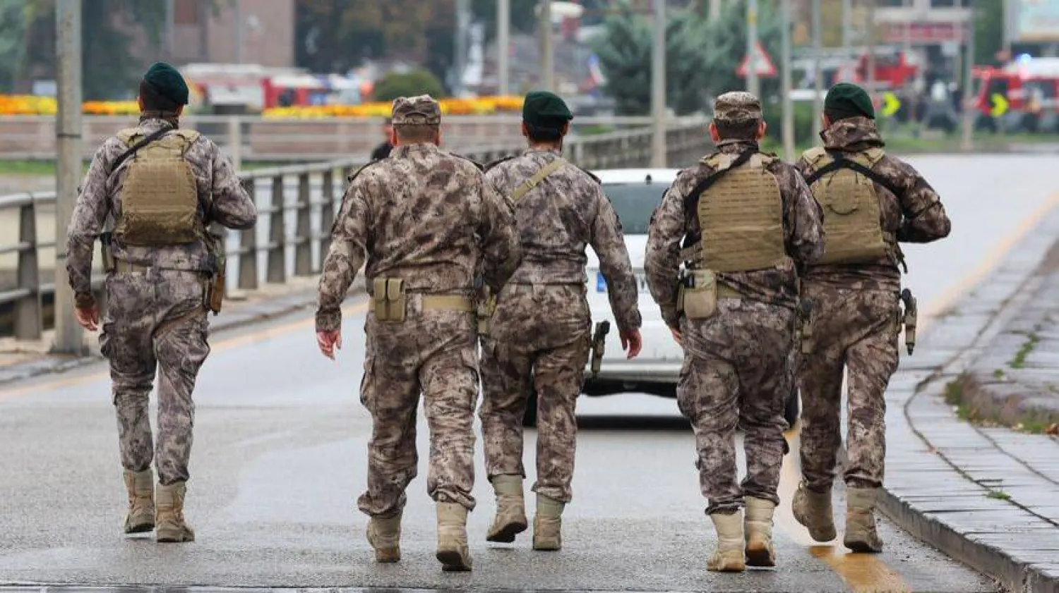 Special forces members of the Turkish police secure the area near the Interior Ministry following a bomb attack in Ankara on Oct. 1, 2023. (AFP via Getty Images) 