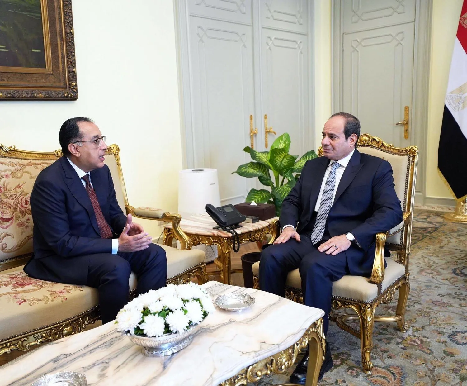 Sisi, Medbuli ile önceki görüşmesinde (Mısır Cumhurbaşkanlığı)