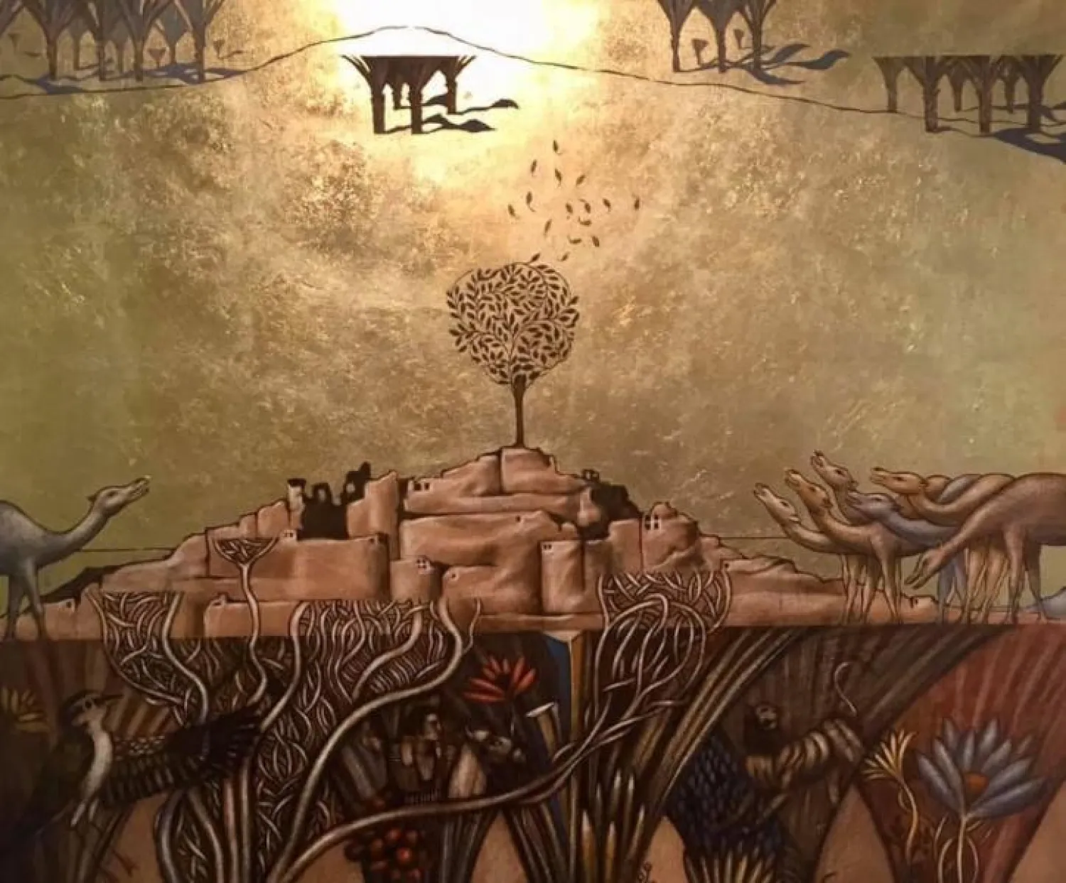 إحدى لوحات المعرض (مركز الجزيرة للفنون)