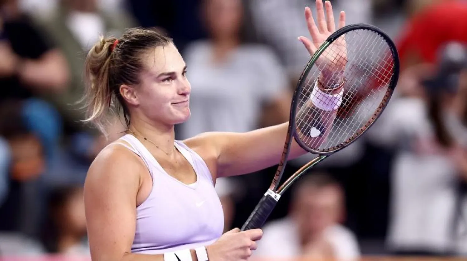 Aryna Sabalenka of Belarus celebrates after defeating Iga Swiatek of Poland in their Women's Singles Semifinal match during the 2022 WTA Finals, part of the Hologic WTA Tour, at Dickies Arena on November 06, 2022 in Fort Worth, Texas. (Getty Images/AFP)
