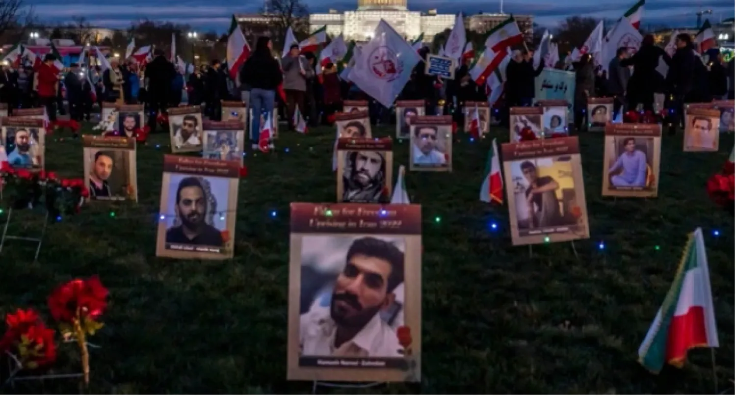 Protesters at a vigil honoring Iranians allegedly killed by their government during a rally in support of the ongoing protests in Iran, Washington (AP)
