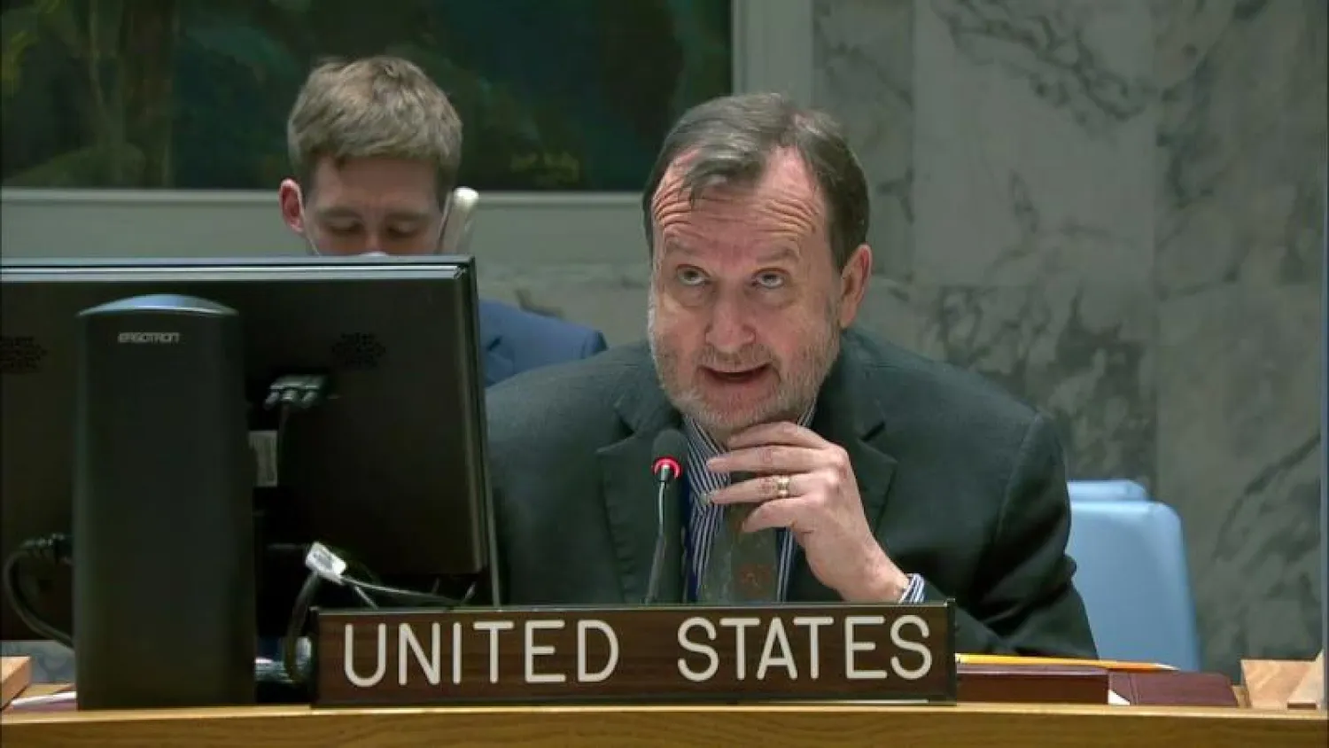 ميلز في إحاطة مجلس الأمن الدولي (الموقع الرسمي لبعثة الولايات المتحدة)