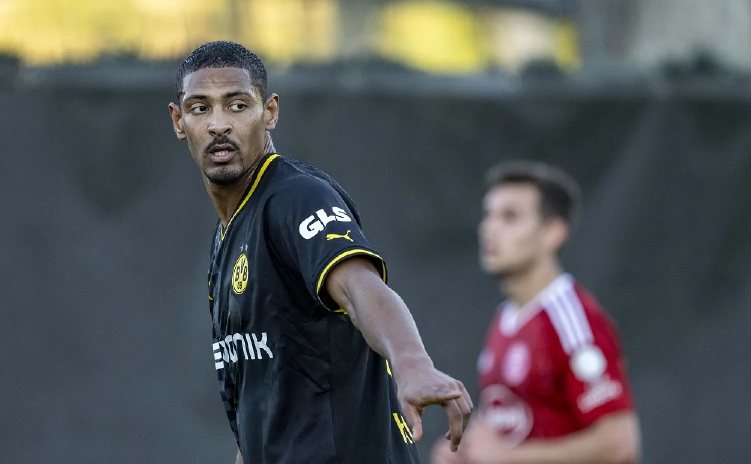 10 January 2023, Spain, Marbella: Dortmund's Sebastien Haller in action during the friendly test match between Fortuna Duesseldorf and Borussia Dortmund. (dpa)