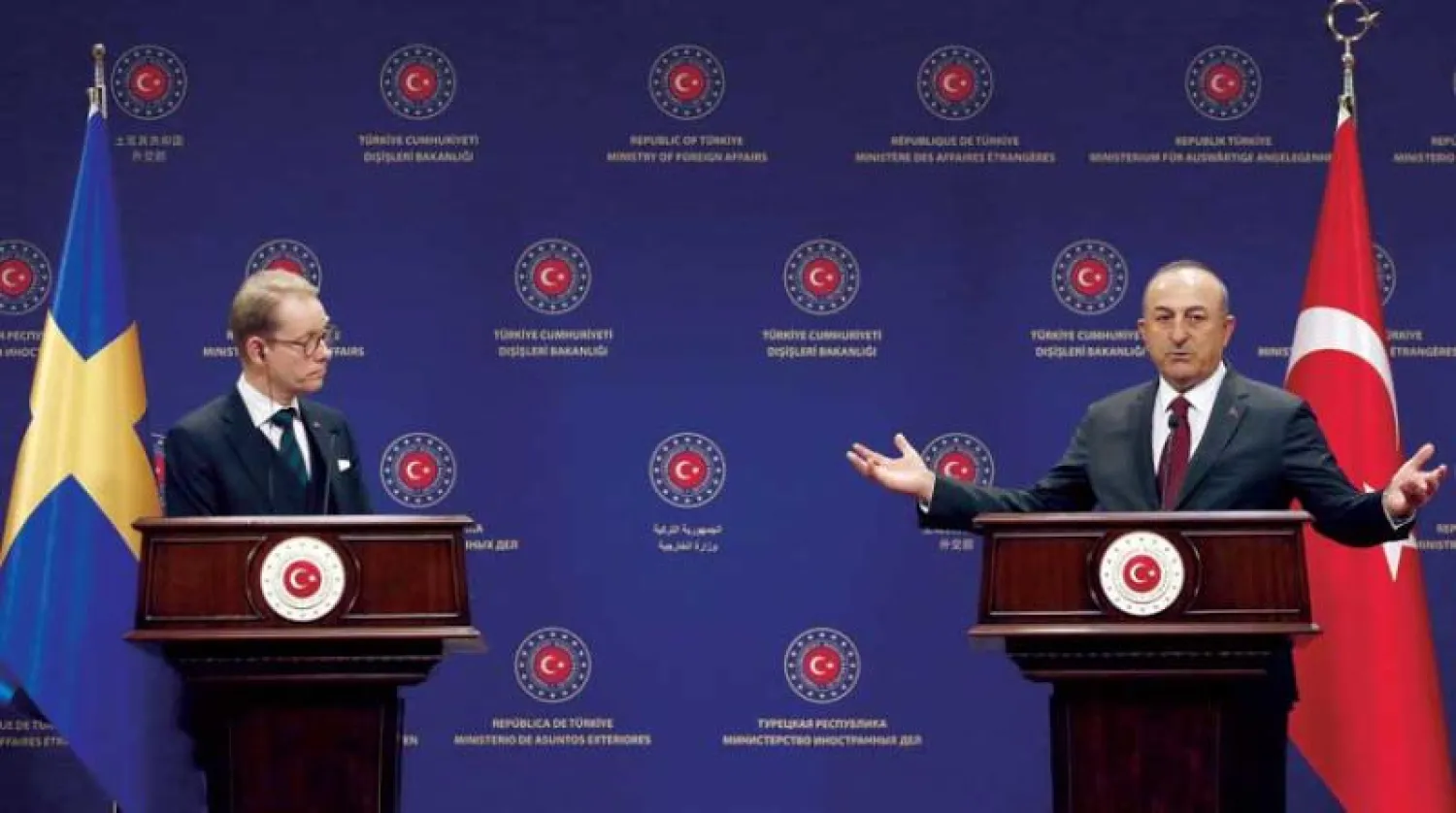 وزيرا خارجية تركيا والسويد في أنقرة في 22 ديسمبر (كانون الأول) 2022 (إ.ب.أ)