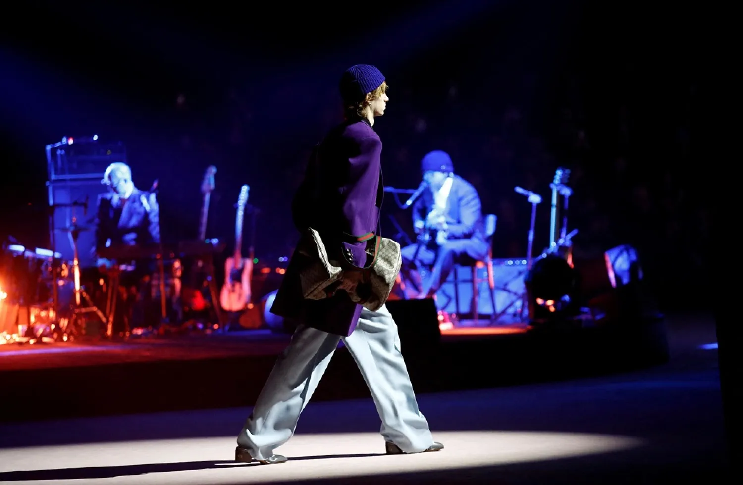 A model presents a creation at the Gucci Fall/Winter 2023/2024 menswear show in Milan, Italy January 13, 2023. (Reuters)