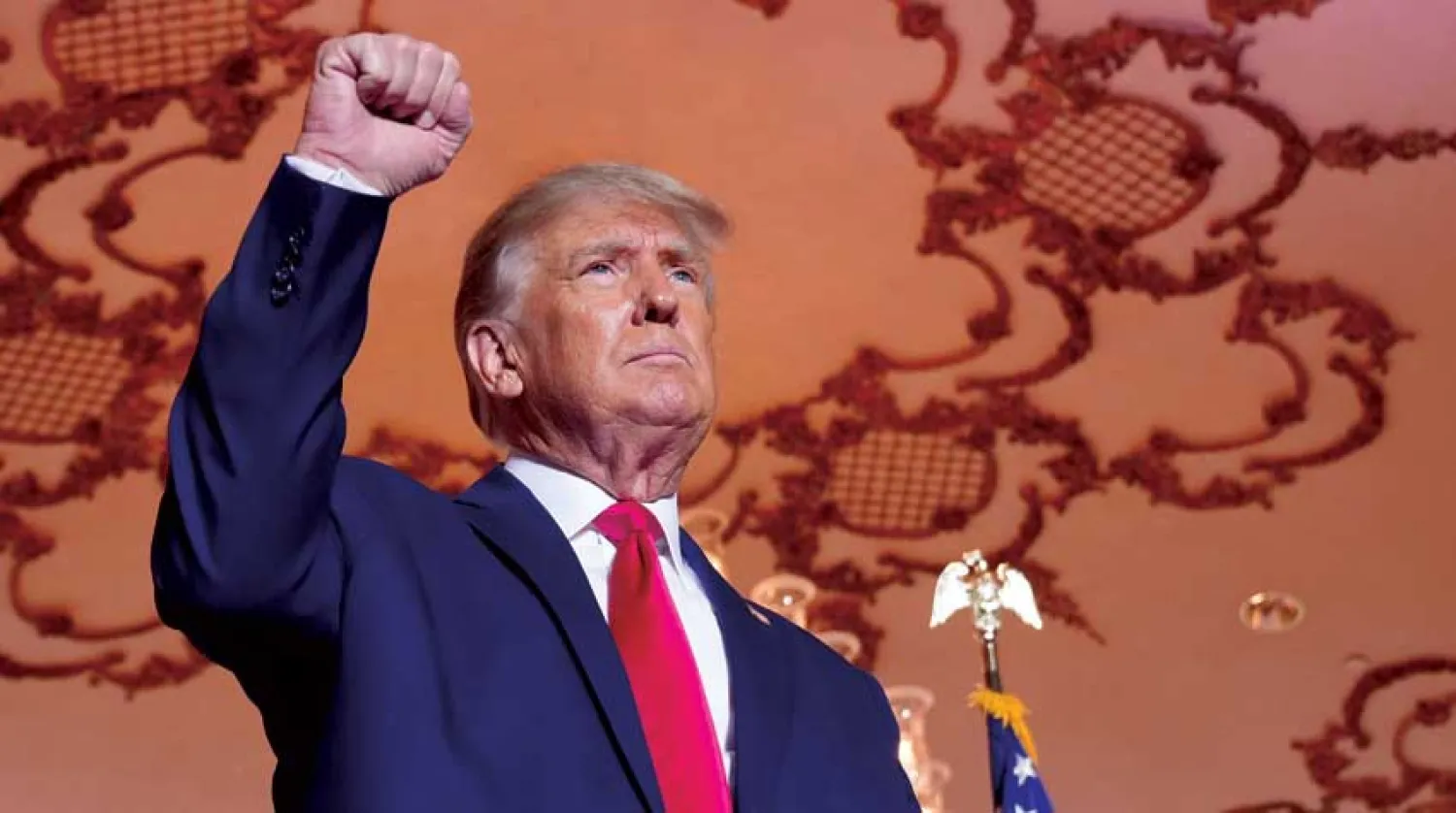 ترمب لدى إعلانه الترشح للرئاسة، في 15 نوفمبر 2022 (أ.ف.ب)