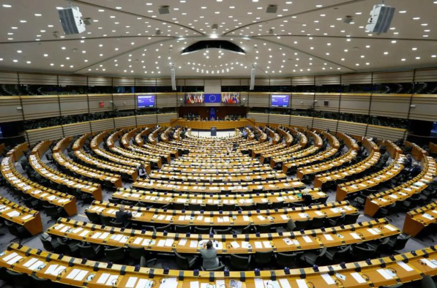 نظرة عامة داخل البرلمان الأوروبي في بروكسل (رويترز)