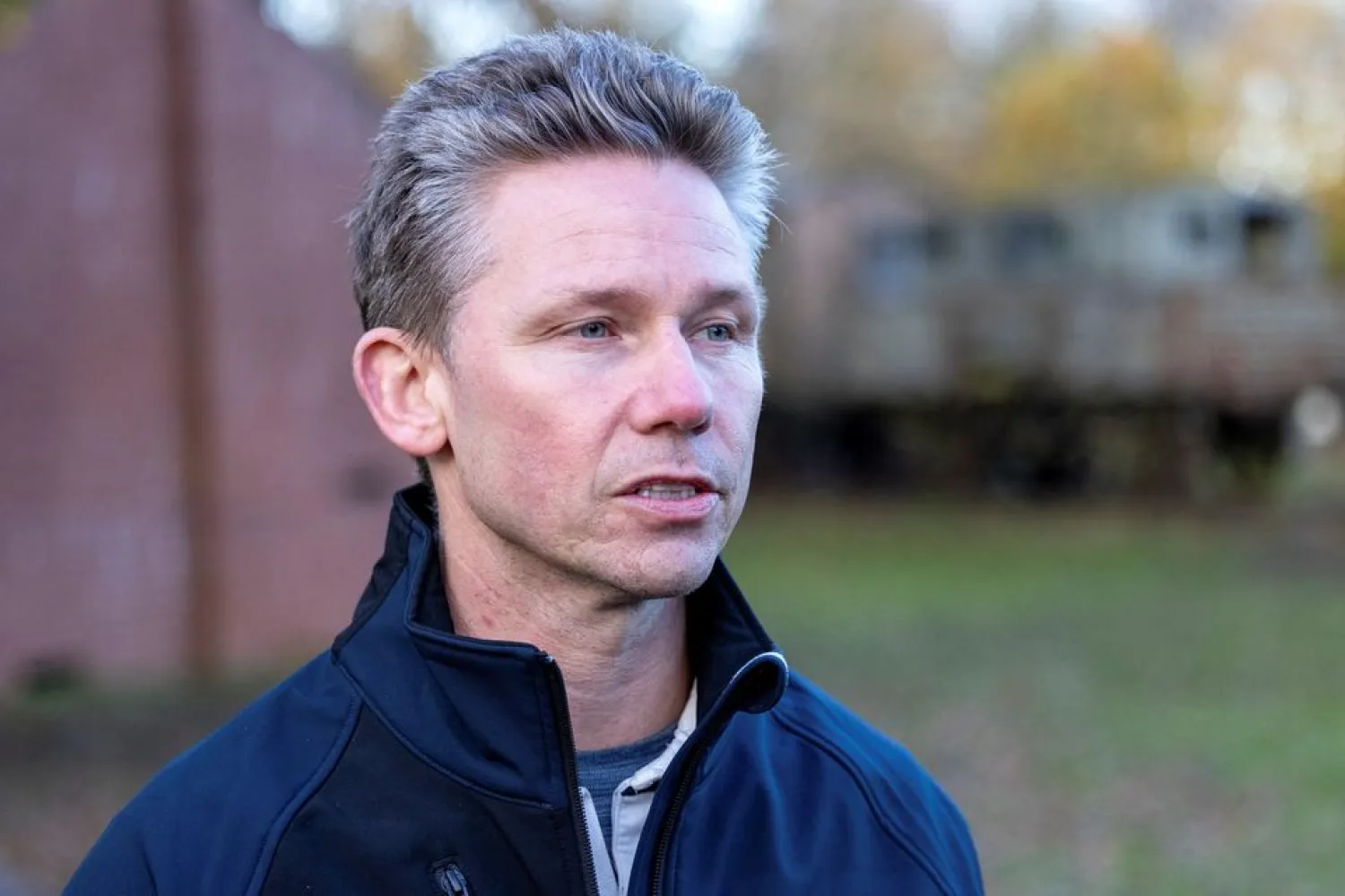  Swedish Defense Minister Pal Jonson looks on, as he visits soldiers from the Armed Forces of Ukraine who are taking part in the UK-led basic training programme, on a military training camp, in an unspecified location in the North East of England, Britain, November 9, 2022. Andy Commins/Pool via REUTERS





