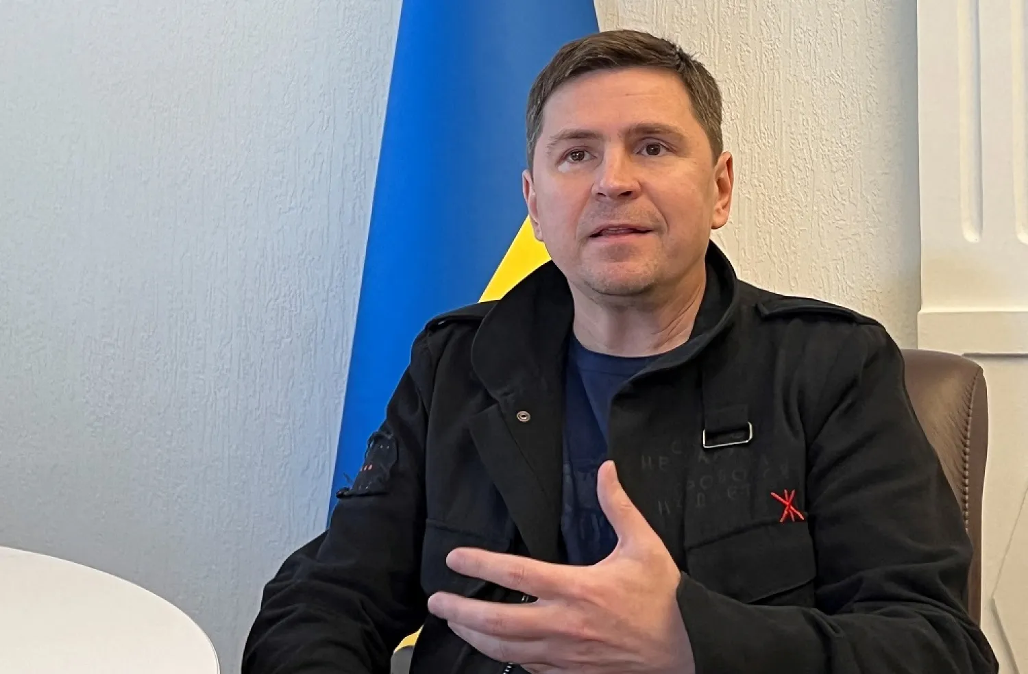 Mykhailo Podolyak, a political adviser to Ukraine President Volodymyr Zelenskiy, speaks during an interview with Reuters, amid Russia's attack on Ukraine, in Kyiv, Ukraine October 6, 2022. (Reuters)