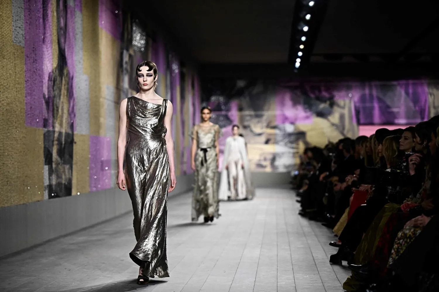 A model presents a creation for Christian Dior during the Haute-Couture Spring-Summer 2023 Fashion Week in Paris on January 23, 2023. (AFP)