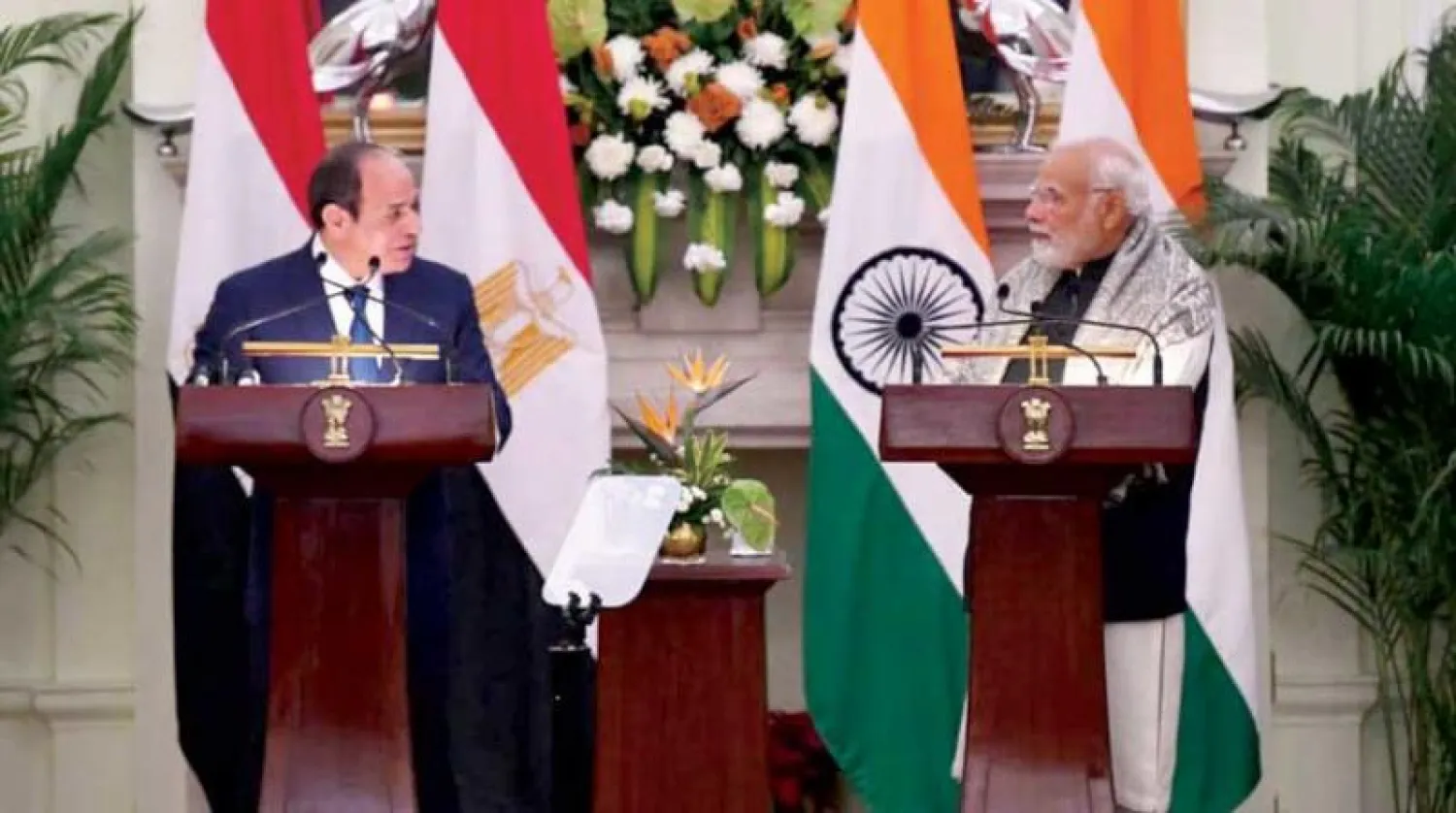 السيسي خلال المؤتمر الصحافي المشترك مع مودي (الرئاسة المصرية)