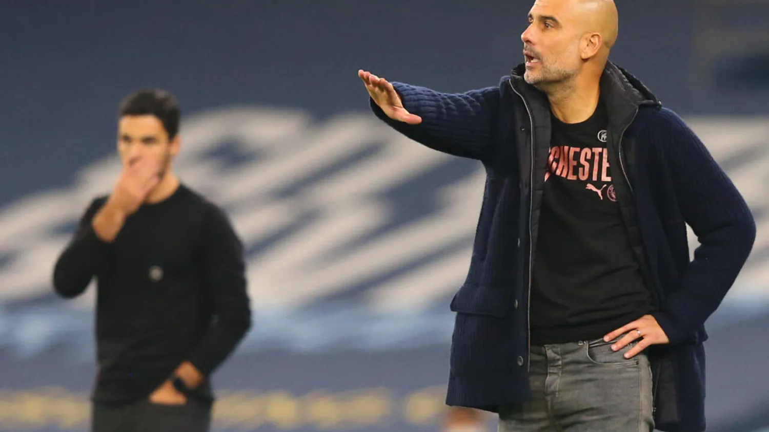 Arsenal manager Mikel Arteta (left) is going head to head with Manchester City boss Pep Guardiola in the FA Cup. Alex Livesey / POOL/AFP/File
