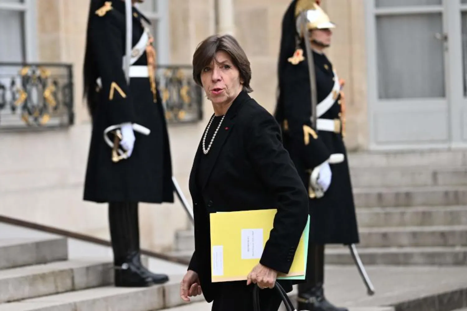 كولونا تصل إلى قصر الإليزيه للمشاركة في الاجتماع الوزاري الثلاثاء الماضي (أ.ف.ب)