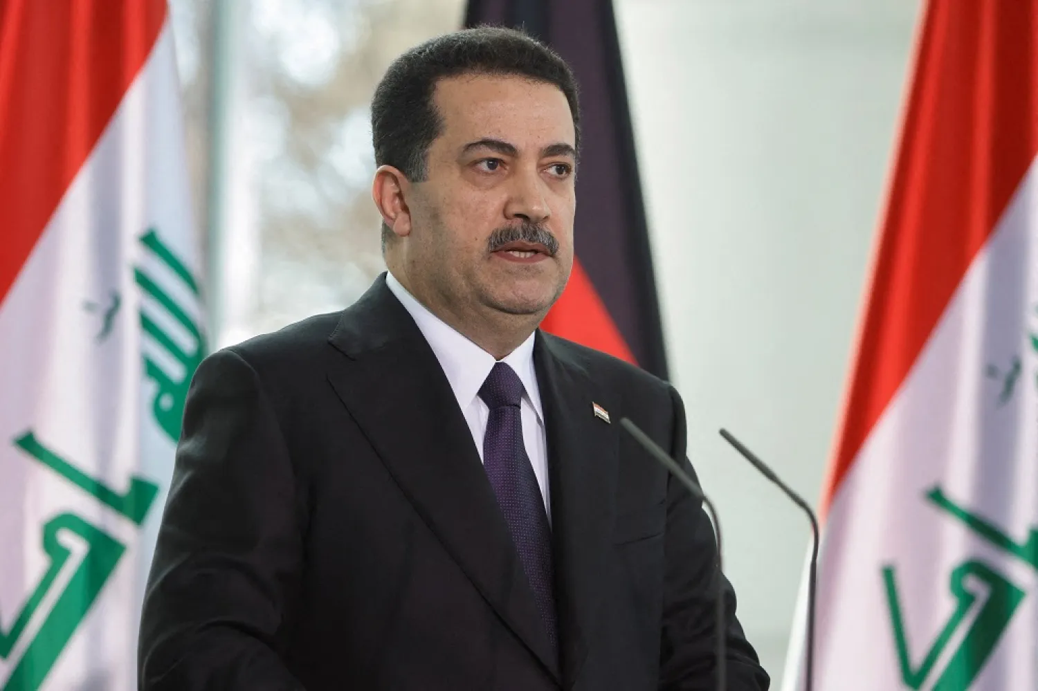 Iraqi Prime Minister Mohammed Shia al-Sudani during a news conference at the Federal Chancellery in Berlin, Germany January 13, 2023. (Reuters)
