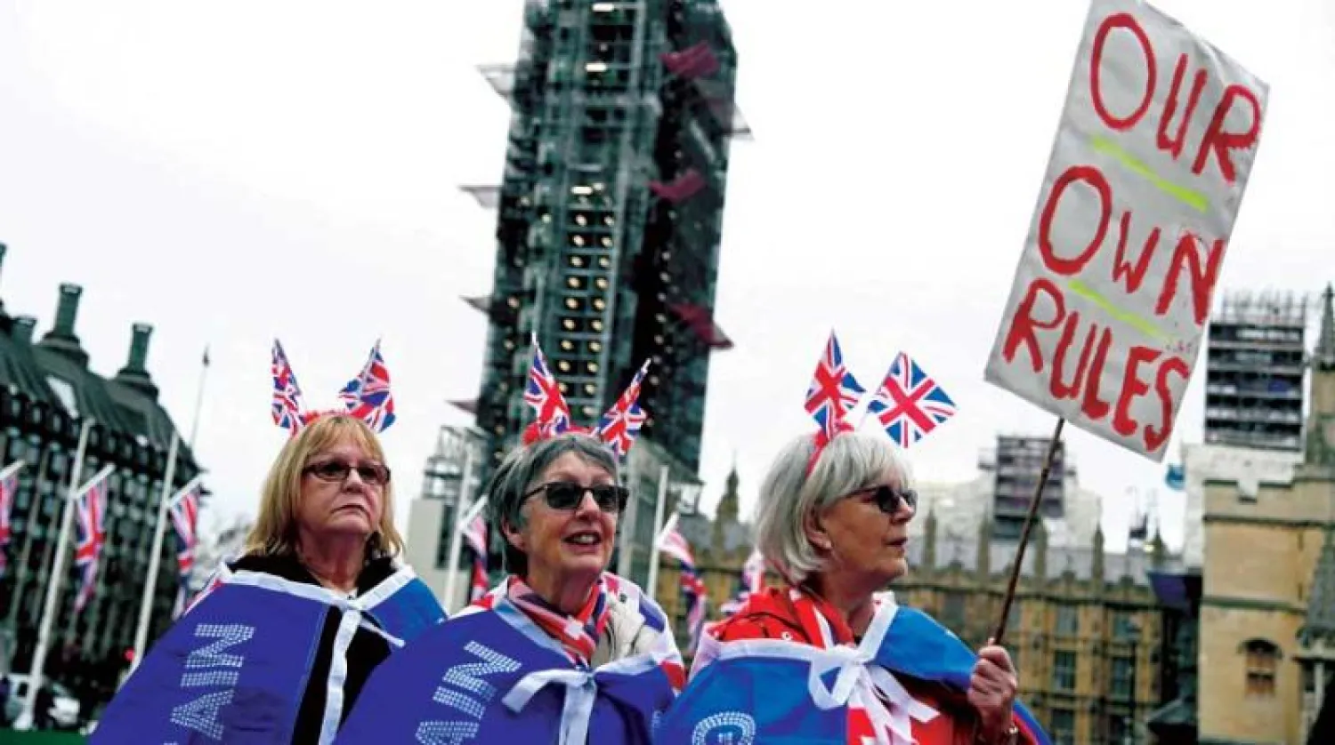 مؤيدات لـ«بريكست» في لندن، في 31 يناير 2020 (رويترز)