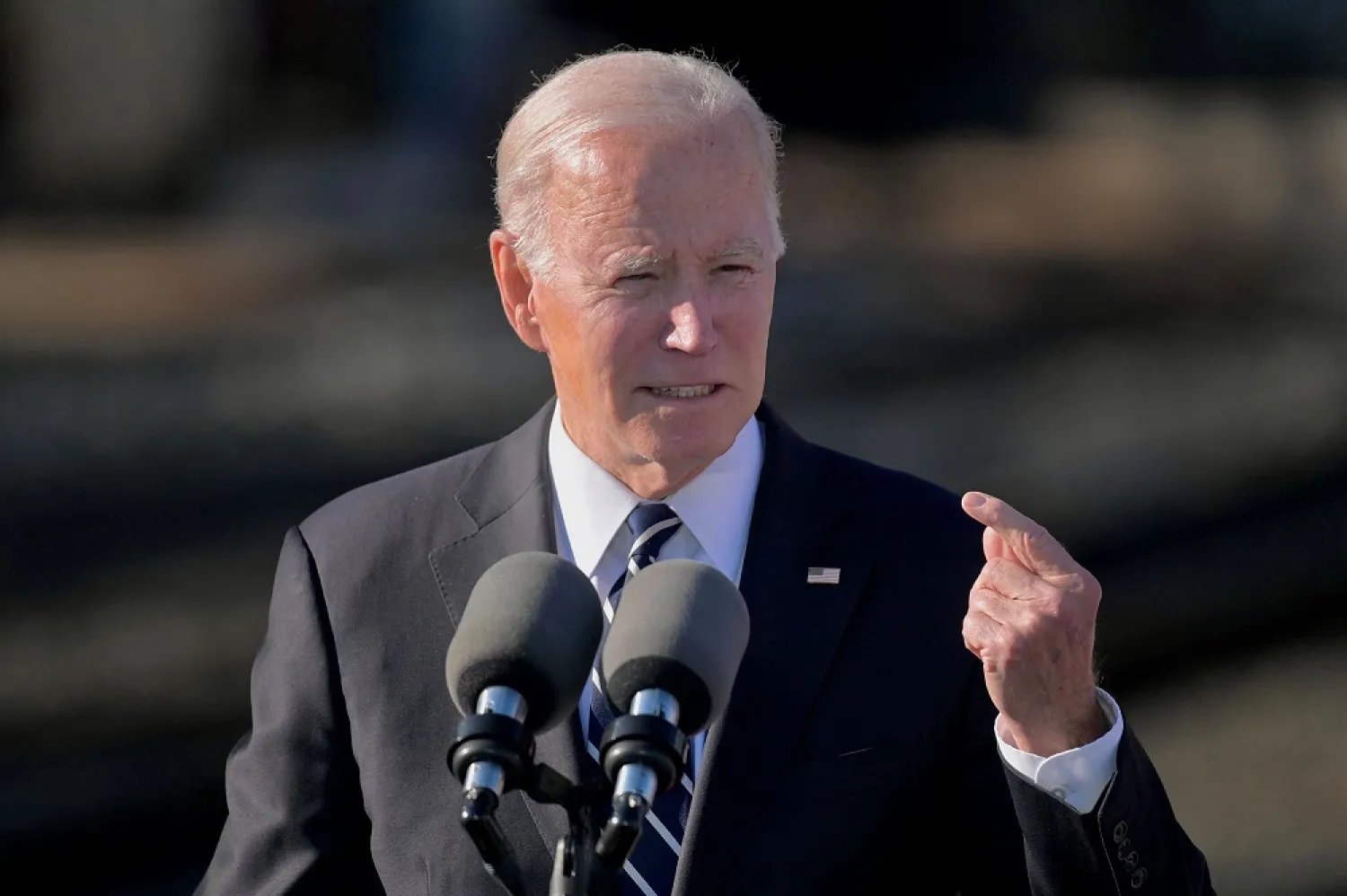 30 January 2023, US, Baltimore: US President Joe Biden speaks about infrastructure at the Baltimore and Potomac Tunnel North Portal. (dpa)