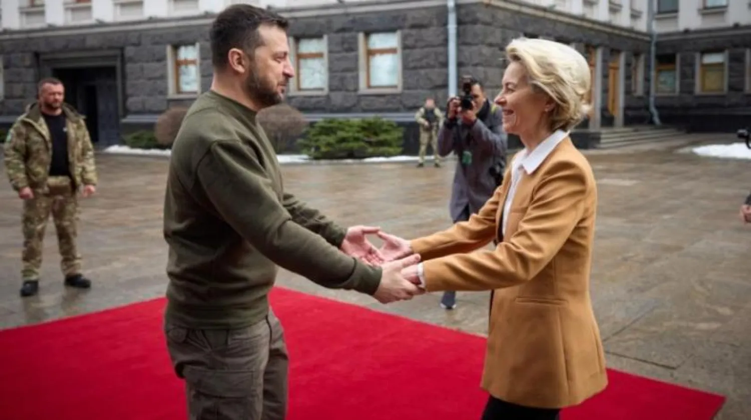 AB Komisyonu Başkanı Ursula von der Leyen,, Ukrayna Devlet Başkanı Zelenskiy ile  görüştü (Reuters)
