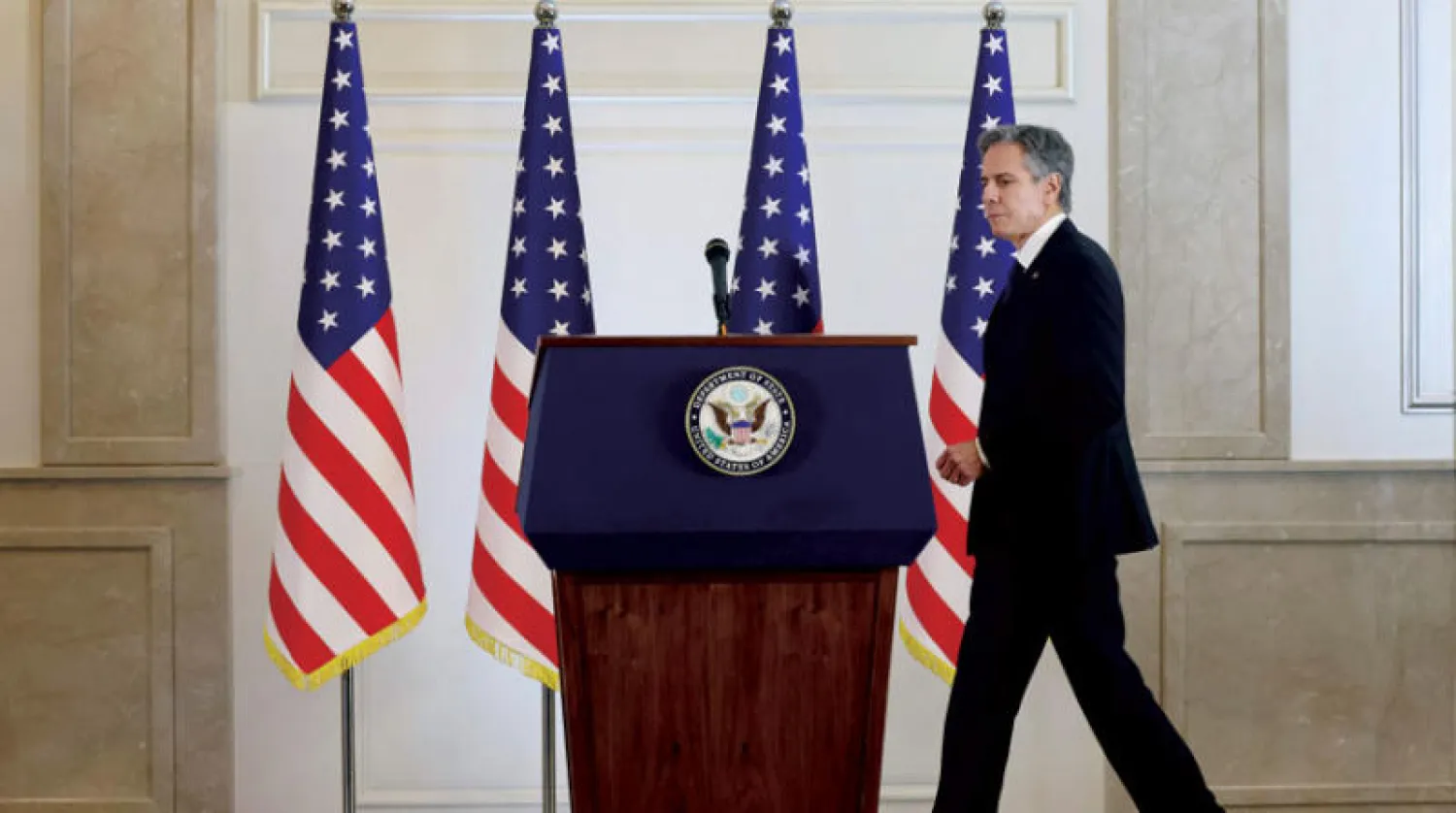 بلينكن قبل عقده مؤتمراً صحافياً في القدس في 31 يناير (أ.ف.ب)